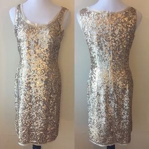 Talbots Gold Sequin Sheath Party Dress 6